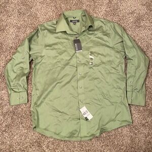 Kenneth Cole Reaction Dress Shirt Mens Large 16-16.5 Sage Green NEW Non-Iron L/S
